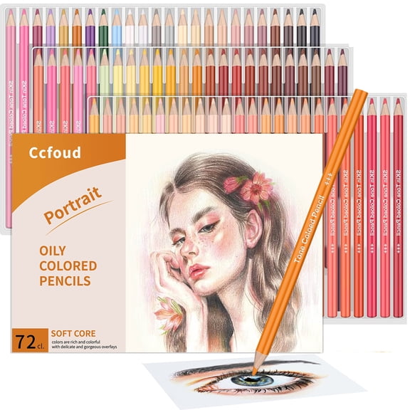 72 Skin Tone Colored Pencils Set,Professional Artist Grade Soft Core for Portrait Drawing, Blending & Shading, Rich Pigments for Realistic Human Tones