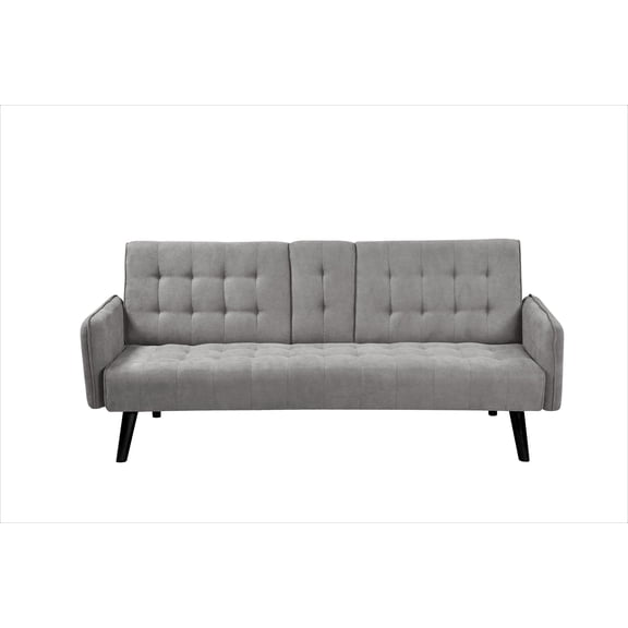 72" Sleeper Sofa Bed - Convertible Folding Backrest to Full Bed with Cup Holder & Drop-Down Table - Space Saving Linen Sofa for Small Spaces - Easy Assembly, Grey