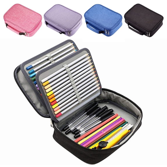72-Slot Artist Pencil Roll Organizer with Carry Handle & Detachable Shoulder Strap Multi-Pocket Storage for Drawing Tools
