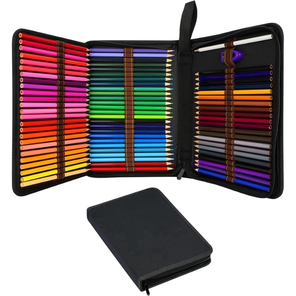 72 Slot Colored Pencil Organizer, Portable Zipper Colored Pencil Case Holder with Independent Elastic Slots, Washable Durable Fabric Large Multi-Layer Pencil Case Big for Watercolor Pens Markers Draw