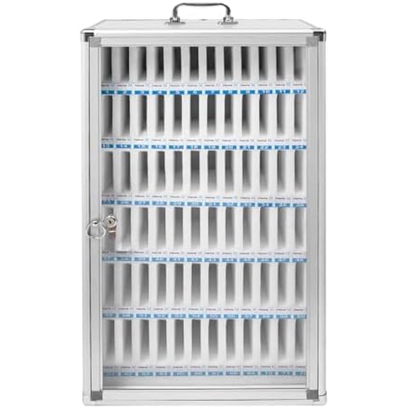 72 Slots Cell Phone Locker, Aluminum Alloy Pocket Chart Storage Cabinet for Cell Phones, Wall-Mounted with a Locked Classroom Cell Phone Holder for Classroom Office Gym$$Furniture