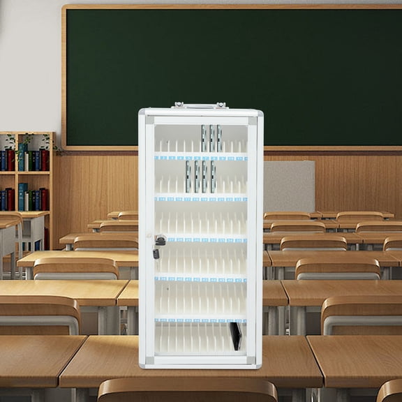 72 Slots Heavy-Duty Cell Phone Locker, Secure Metal Storage Organizer with Lock & Clear Door, Wall Mount or Freestanding for Classroom, Office, Meeting Room