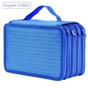 72 Slots Pencil Case, TSV Handly Multi-Layer Pen Pouch Organizer for Colored Pencils, Watercolor Pens, Gel Pen - Blue