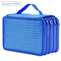 72 Slots Pencil Case, TSV Handly Multi-Layer Pen Pouch Organizer for Colored Pencils, Watercolor Pens, Gel Pen - Blue