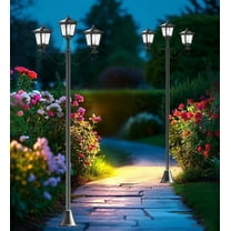 Kanstar 72" Solar Lamp Post Light Outdoor, Triple-Head LED Waterproof Vintage Street Light for Garden(1 pack)