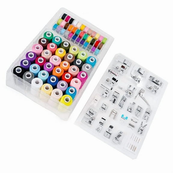 72 Spools of Polyester Sewing Thread with Sewing Machine Presser Foot Set