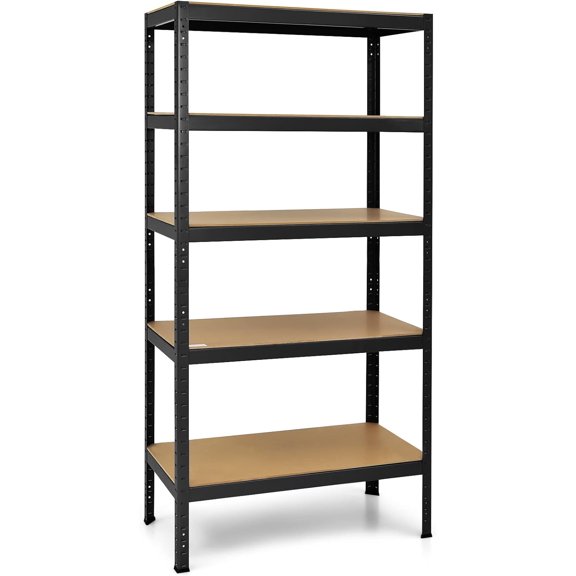 72" Storage Shelves, Heavy Duty Steel Frame 5-Tier Garage Shelf, Metal Multi-Use Storage Shelving Unit for Home/Office/Dormitory/Garage (1, Black)