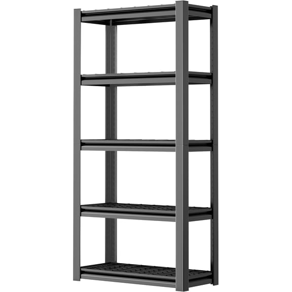 72" Storage Shelving Unit, Heavy Duty 5-Tier Adjustable Metal Rack, Standing Utility Shelves for Garage, Basement, Pantry, Kitchen, Warehouse, 3000 lbs Capacity, 72" H x 35" W x 16" D, Black