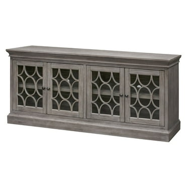 72" TV Console Entertainment Stand Wood Accent Cabinet Fully Assembled Gray