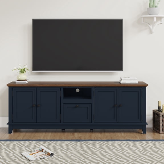 Joy River 72" TV Stand with Adjustable Shelves & Hidden Storage,Navy