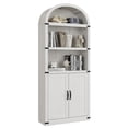 thumbnail image 1 of 72" Tall Arched Cabinets,Bookcase with storage,Mid-Century Modern 5-Tier Bookshelf with Door,2 Book Risers and Adjustable Shelves offering more storage space for Living Room,Kitchen,Home Office, 1 of 11