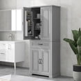 thumbnail image 1 of 72" Tall Bathroom Storage Cabinet with Doors and Drawer, Freestanding Floor Cupboard with Storage Rack and Adjustable Shelf for Living Room, Grey, 1 of 8