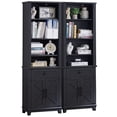 thumbnail image 1 of 72" Tall Black Bookshelf, Farmhouse Modular Bookcase with 4-Tier Adjustable Shelves, Large Storage Cabinet for Home Office, Living Room, Set of 2, 1 of 9