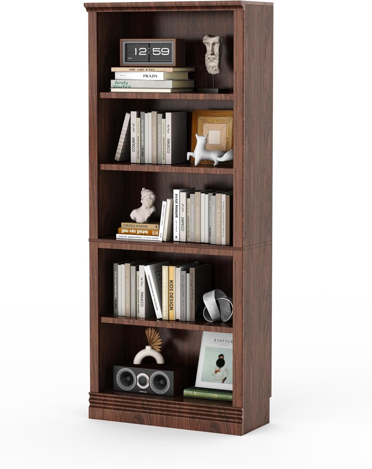 72 in Tall Bookcase, 31.3 in Wide Floor Standing Bookshelf, Open ...