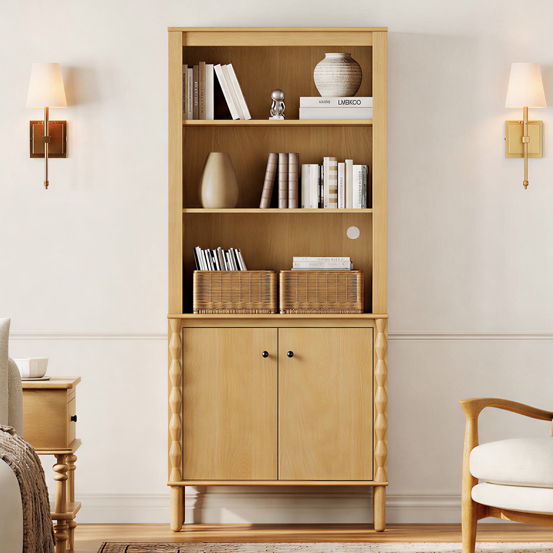 72" Tall Bookshelf Open Book Shelves,Oak
