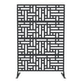 thumbnail image 1 of 72" Tall Decorative Metal Garden Privacy Fence – 2 Pack Rustproof Freestanding Screen Panels, Scroll & Geometric Design, Black,Geometric, 1 of 9