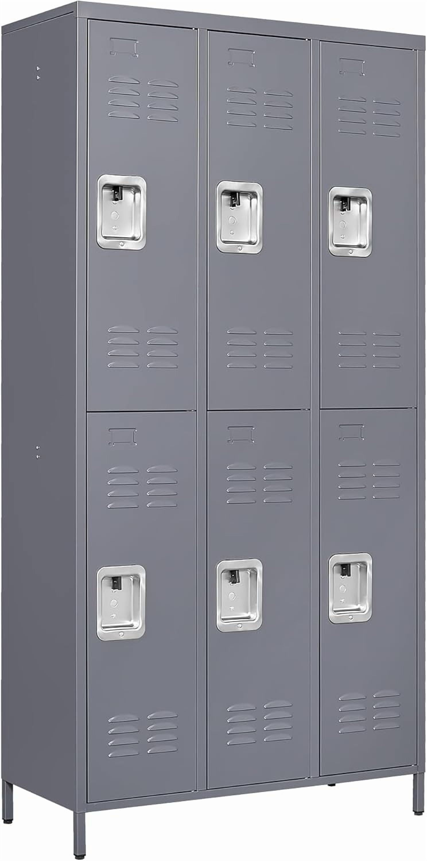 72" Tall Employees Locker with Shelves and Hooks 6 Doors Steel Sports