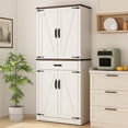 thumbnail image 1 of 72" Tall Kitchen Pantry, Farmhouse Pantry Cabinet with 1 Drawer & 4 Layer Adjustable Shelves, Rustic Wood Storage Cupboard with Metal Load-Bearing Pipe for Kitchen Bathroom Living Room Hallway, 1 of 9