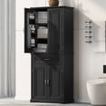 thumbnail image 1 of 72" Tall Bathroom Storage Cabinet with Doors and Drawer, Freestanding Floor Cupboard with Storage Rack and Adjustable Shelf for Living Room, Black, 1 of 8