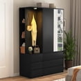 thumbnail image 1 of 72" Tall Wardrobe Closet,Wooden Wardrobe with 2 Doors & 6 Drawers,Modern Clothing Storage Cabinet with Storage Shelves,Hanging Rail for Bedroom,Black, 1 of 8