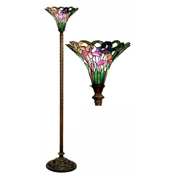 72" Tiffany-style Iris Torchiere Floor Lamp