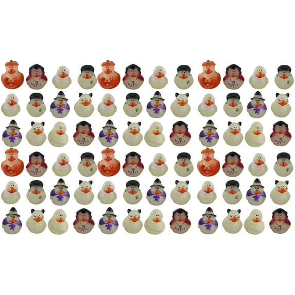 72 Tiny Halloween Theme Rubber Duckies - Glow in The Dark Spooky Duck for Party or Trick or Treat (6 Dozen)