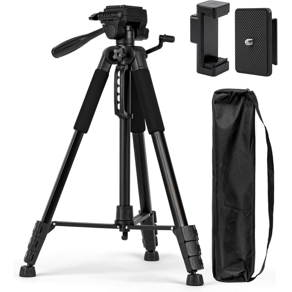 72'' Tripod Camera Tripods,Professional Portable Tripods for DSLR Video Recording, Lightweight Travel Cellphone Tripod Stand Black with 360 Pan Head