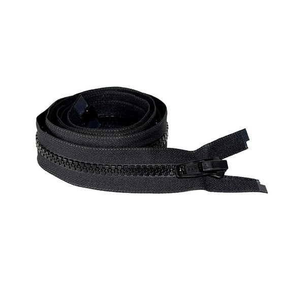 72" Vislon Zipper - YKK #10 Molded Extra-Heavy Separating - Plastic Pull - 580 Black (1 Zipper/Pack)