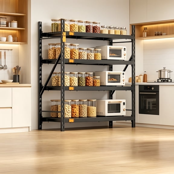 72"W Storage Shelves, 6000 lbs Metal Garage Shelving Unit with Magnetic Label, Upgraded Structure, Solid Steel Industrial Rack, Easy Assembly for Warehouse, Basement, 72"W x 24"D x 72"H