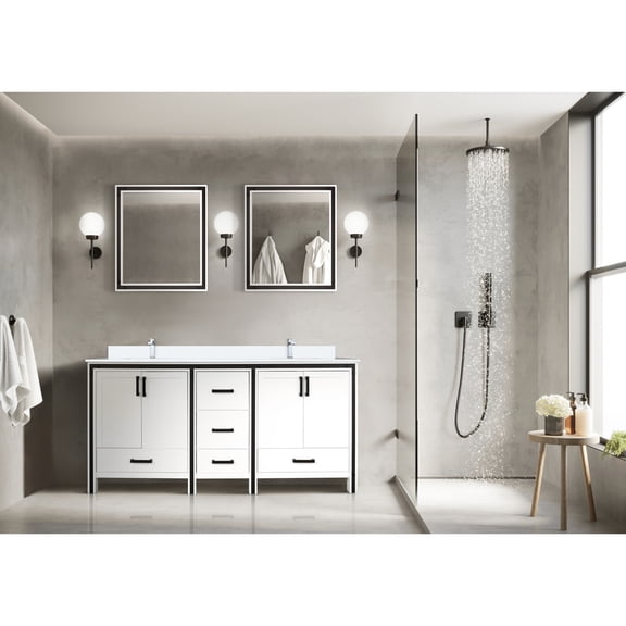 72" W X 22" D White Double Bath Vanity - Marble Top And Faucet, Soft Close, To Scratches Stains, Ample Storage Capacity Offered 72 In. 22 Cultured Scratch Stain , Abundant Facilities Presented