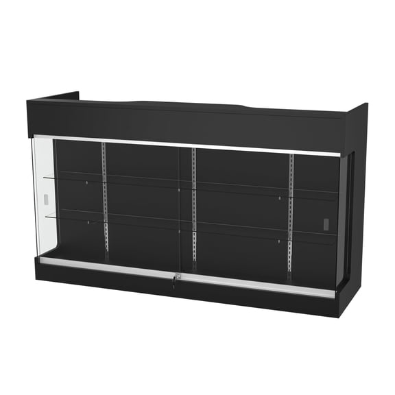 72" W x 22" D x 42" H - Tempered Glass Retail Display Case, Black Reception Desk, Retail Checkout Counter with Lockable Drawers, Suitable for Offices, Retail Stores and Boutiques