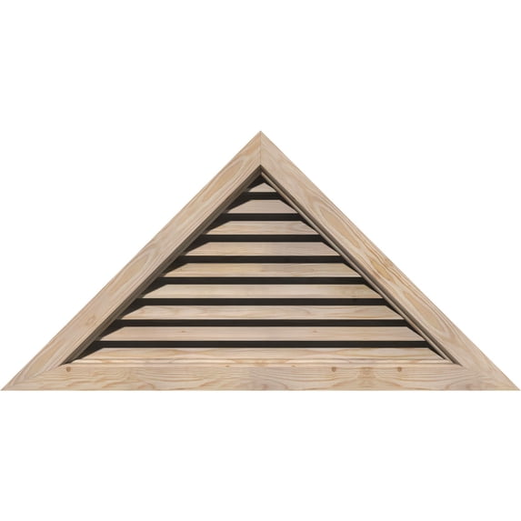 72"W x 27"H Triangle Gable Vent (87"W x 32 5/8"H Frame Size) 9/12 Pitch: Unfinished, Functional, Smooth Pine Gable Vent w/ Brick Mould Face Frame