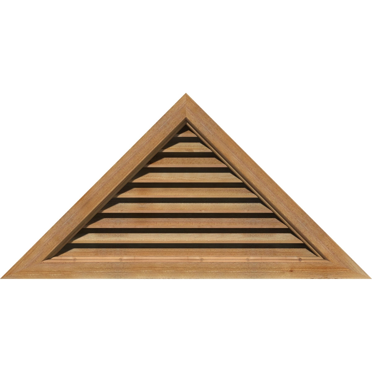 72"W x 30"H Triangle Gable Vent (85 3/4"W x 35 3/4"H Frame Size) 10/12 Pitch: Unfinished, Functional, Rough Sawn Western Red Cedar Gable Vent w/ Brick Mould Face Frame