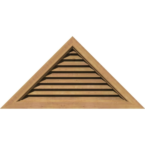 72"W x 30"H Triangle Gable Vent (85 3/4"W x 35 3/4"H Frame Size) 10/12 Pitch: Unfinished, Functional, Smooth Western Red Cedar Gable Vent w/ Brick Mould Face Frame