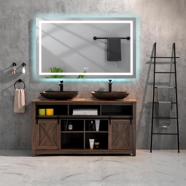 72" W x 36" H Frameless Backlit Bathroom Mirror With Lights, Anti-Fog Lighted Mirror, 3 Color Temperature Dimmable Lighted Vanity Mirror For Wall, LED Mirror For Bathroom