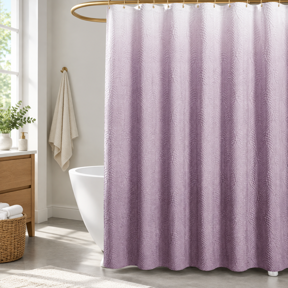 72"W x 78"L Ombre Lavender 3D Embossed Shower Curtain for Half Bath