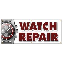 72" WATCH REPAIR BANNER SIGN batteries batterys jewelry gems bands appraisals sales
