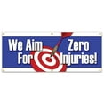 thumbnail image 1 of 72" WE AIM FOR ZERO INJURIES BANNER SIGN safety insurance signage, 1 of 4