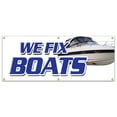 thumbnail image 1 of 72" WE FIX BOATS BANNER SIGN outboard sterndrive repairs marine electrontic, 1 of 4