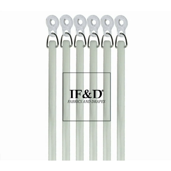 72" White 6 Pack Fiberglass Drapery Curtain Pull Wands with Plastic Adapters for Easy Open and Closing of Window Treatments - IF&D Fabrics and Drapes -WFPA-072-6