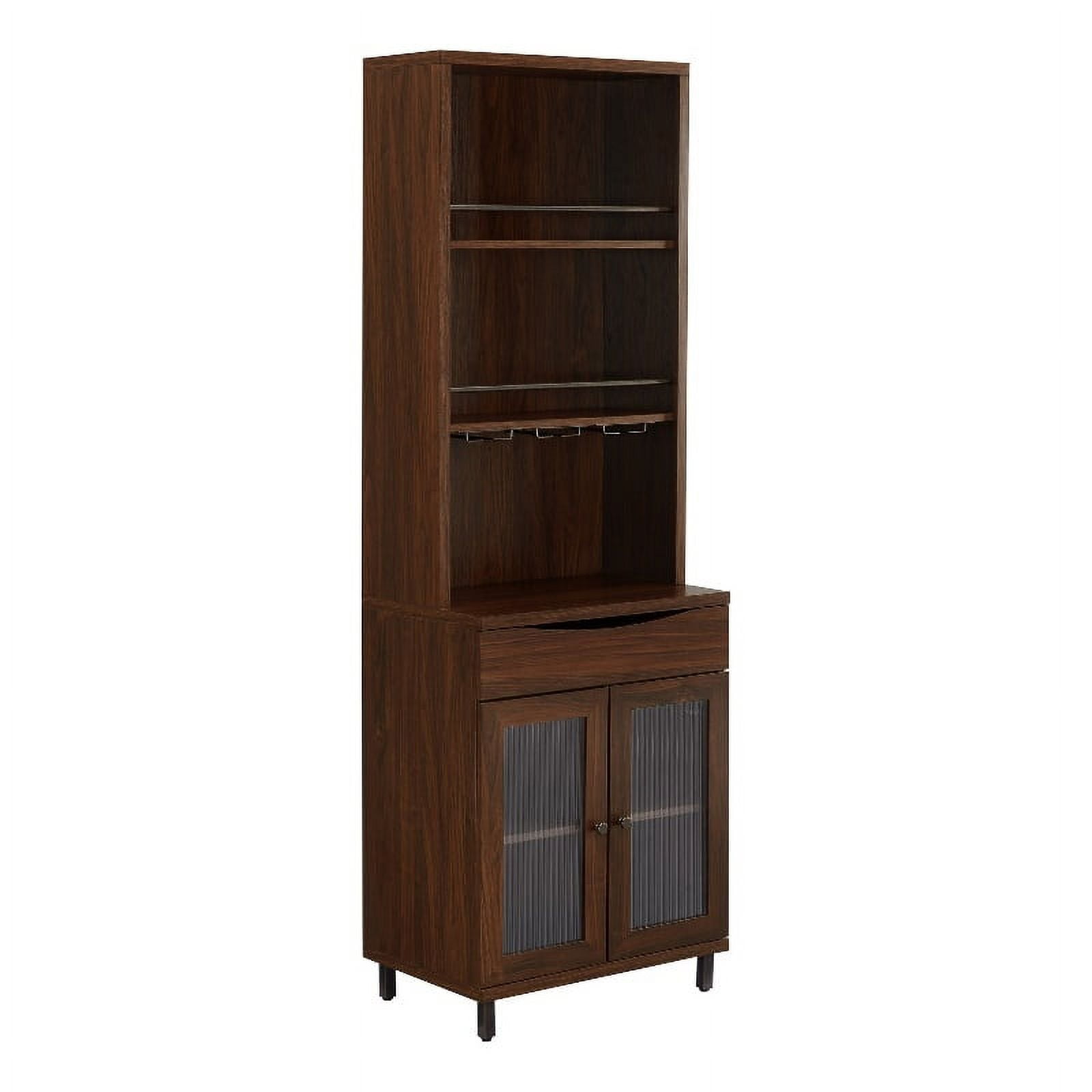 72" Wood Bar with wine storage and Hutch Dark Walnut