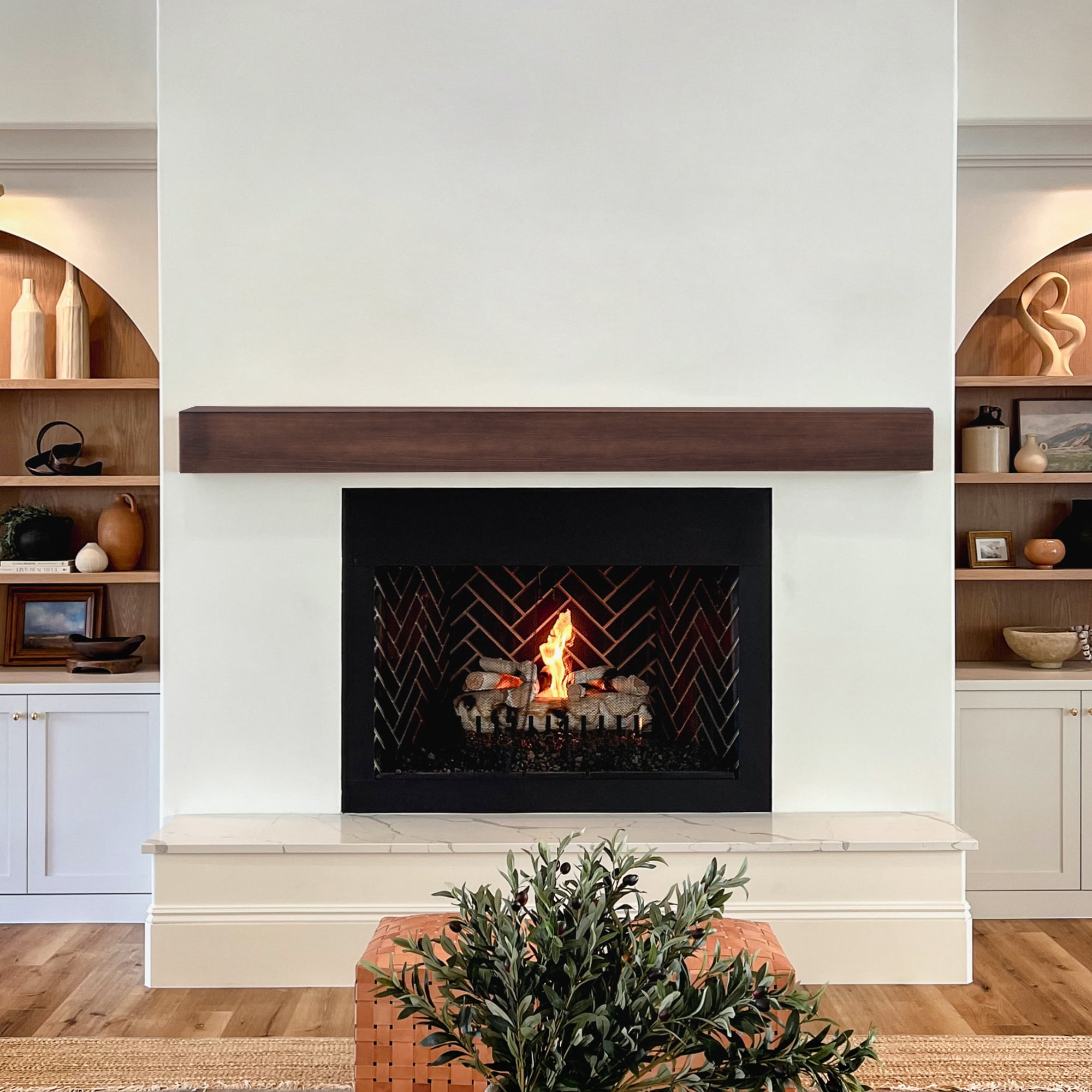 "72"" Modern Wood Mantel Shelf, Rectangle Fireplace Floating Shelves