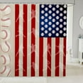 72"Wx72"L Baseball Shower Curtain America Flag Baseball Bathroom Shower