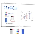 thumbnail image 1 of 72"X 40" Extra Large Magnetic Dry Erase White Board - Folding Silver Aluminum Frame Wall Mounted Display Whiteboard with Markers, Erasers, Magnets, 1 of 8