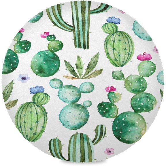 72"X 72" Art Succulent Cactus Flower, Elastic Fitted Edged Round Tablecloth Fade Resistant Anti-Shrink Table Cloth Washable Table Cover for Indoor or Outdoor and Anywhere You Wanna use it