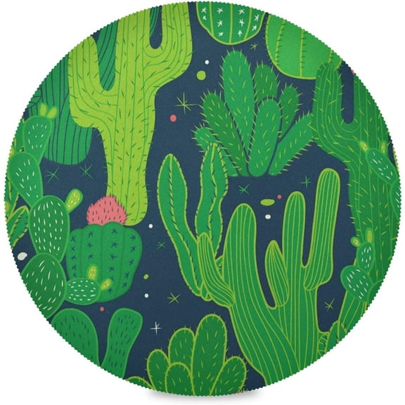 72"X 72" Art Succulent Cactus Plant, Elastic Fitted Edged Round Tablecloth Fade Resistant Anti-Shrink Table Cloth Washable Table Cover for Indoor or Outdoor and Anywhere You Wanna use it