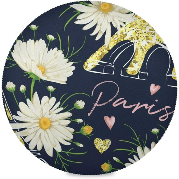 72"X 72" Blue Pattern Daisy Flower Elastic Fitted Edged Round Tablecloth Fade Resistant Anti-Shrink Table Cloth Washable Table Cover for Banquet Home Indoor or Outdoor