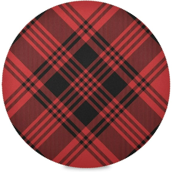 72"X 72" Red Buffalo Plaid Elastic Fitted Edged Round Tablecloth Fade Resistant Anti-Shrink Table Cloth Washable Table Cover for Banquet Home Indoor or Outdoor