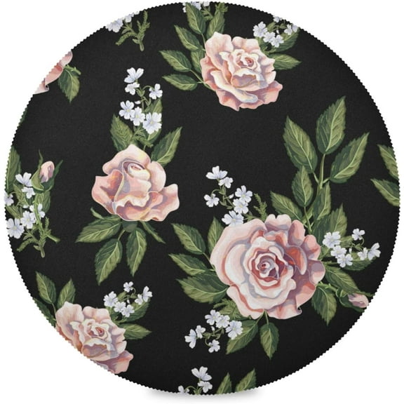 72"X 72" Tea Roses Bouquet Elastic Fitted Edged Round Tablecloth Fade Resistant Anti-Shrink Table Cloth Washable Table Cover for Banquet Home Indoor or Outdoor