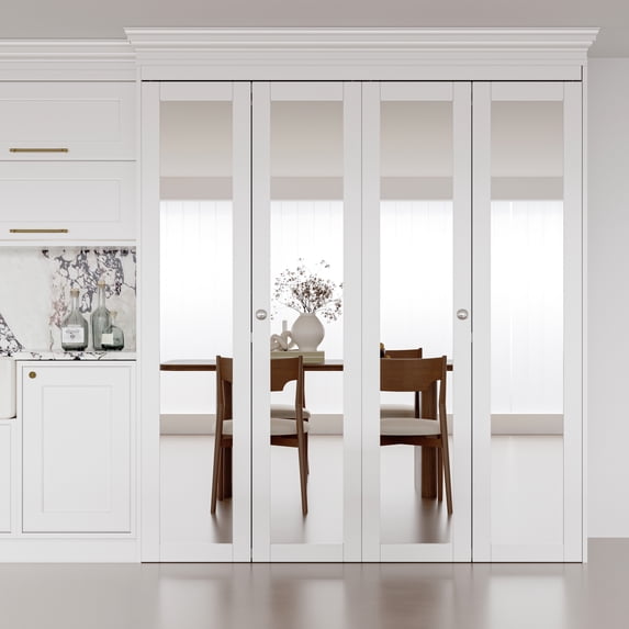 72" X 80" Double Bifold Doors Mirror Solid Manufactured Wood Prefinished Bi-fold Door with hardware kit